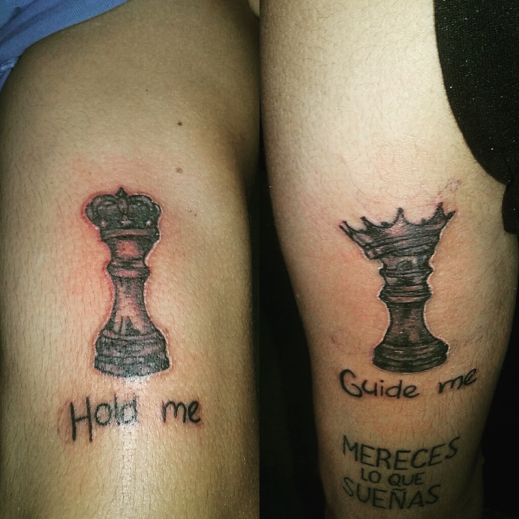 Tatuajes de piezas de ajedrez realizados en el estudio